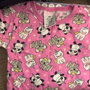 Mon Petit Pink Kids Pajamas with Animal Print